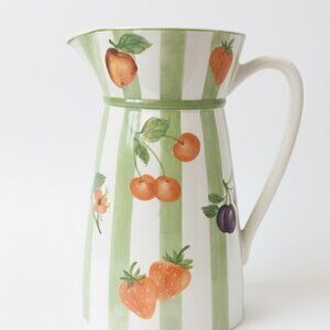 Sadek Large Ceramic Fruit Pitcher | Strawberry & Cherry | Cottage Farmhouse